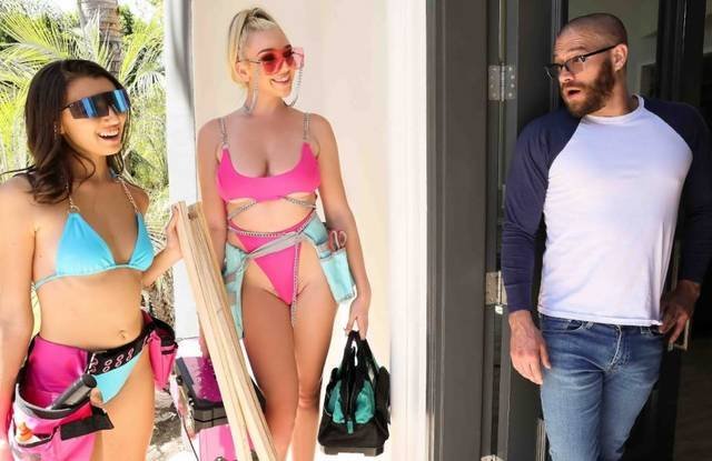 Тетя соблазняет племянника и трахается с ним вместе с его мамкой